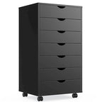 7 Drawer Chest Storage Cabinets with Wheels Dressers Wood Dresser Cabinet Mobile Organizer Drawers for Office
