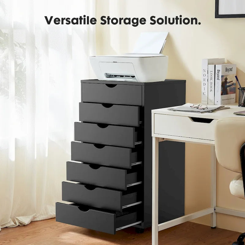 7 Drawer Chest Storage Cabinets with Wheels Dressers Wood Dresser Cabinet Mobile Organizer Drawers for Office