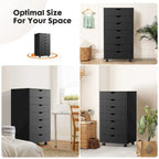 7 Drawer Chest Storage Cabinets with Wheels Dressers Wood Dresser Cabinet Mobile Organizer Drawers for Office
