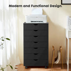 7 Drawer Chest Storage Cabinets with Wheels Dressers Wood Dresser Cabinet Mobile Organizer Drawers for Office