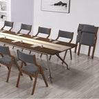 Upholstered Folding Dining Chairs Space-Saving & Portable Design for Dining Room Elegant Walnut Finish