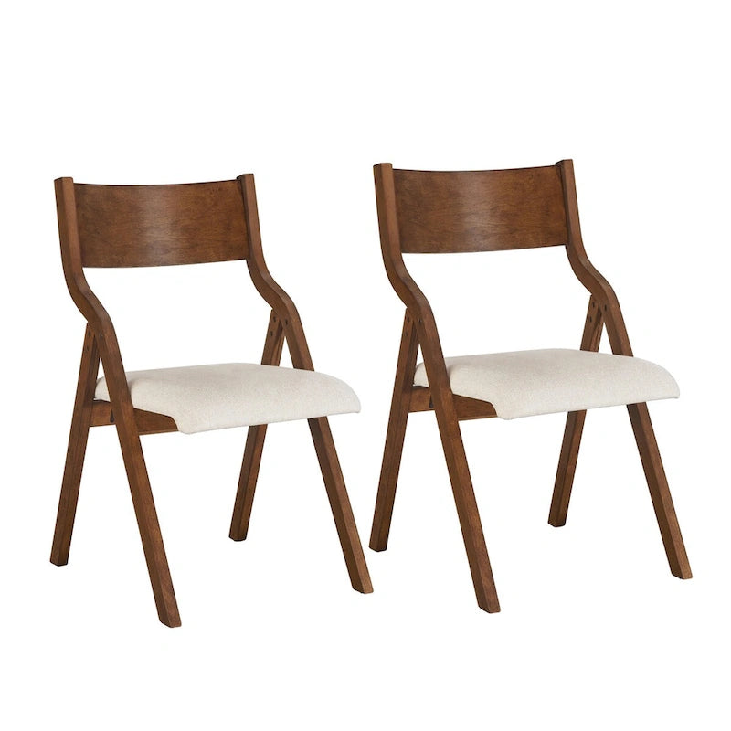 Upholstered Folding Dining Chairs Space-Saving & Portable Design for Dining Room Elegant Walnut Finish