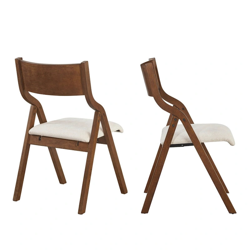 Upholstered Folding Dining Chairs Space-Saving & Portable Design for Dining Room Elegant Walnut Finish