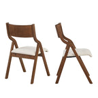 Upholstered Folding Dining Chairs Space-Saving & Portable Design for Dining Room Elegant Walnut Finish