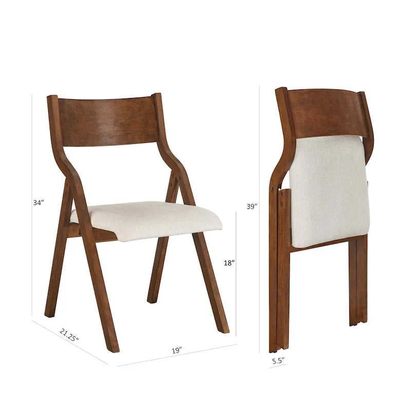 Upholstered Folding Dining Chairs Space-Saving & Portable Design for Dining Room Elegant Walnut Finish
