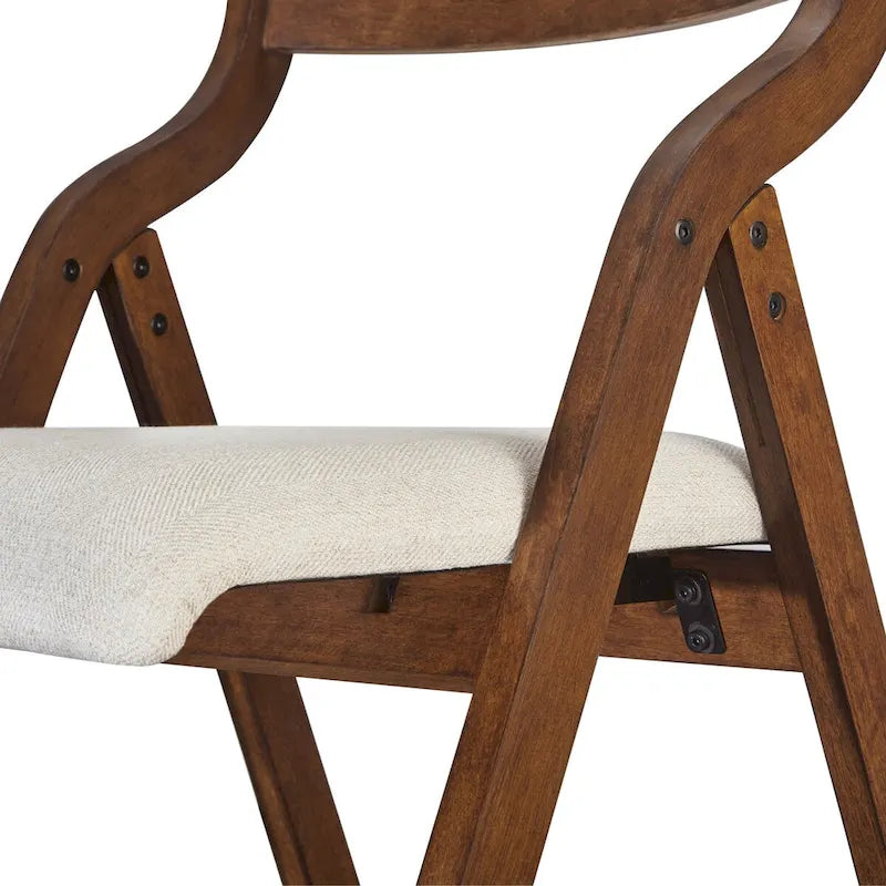 Upholstered Folding Dining Chairs Space-Saving & Portable Design for Dining Room Elegant Walnut Finish