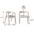 Modern Boucle Curved Solid Wood Dining Chair