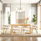 Modern Boucle Curved Solid Wood Dining Chair