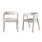 Modern Boucle Curved Solid Wood Dining Chair