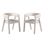 Modern Boucle Curved Solid Wood Dining Chair