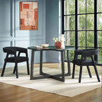 Modern Boucle Curved Solid Wood Dining Chair