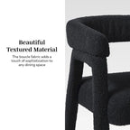 Modern Boucle Curved Solid Wood Dining Chair