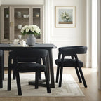 Modern Boucle Curved Solid Wood Dining Chair