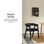Modern Boucle Curved Solid Wood Dining Chair