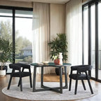 Modern Boucle Curved Solid Wood Dining Chair