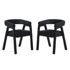 Modern Boucle Curved Solid Wood Dining Chair