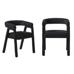 Modern Boucle Curved Solid Wood Dining Chair