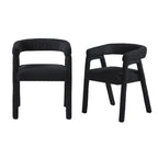 Modern Boucle Curved Solid Wood Dining Chair