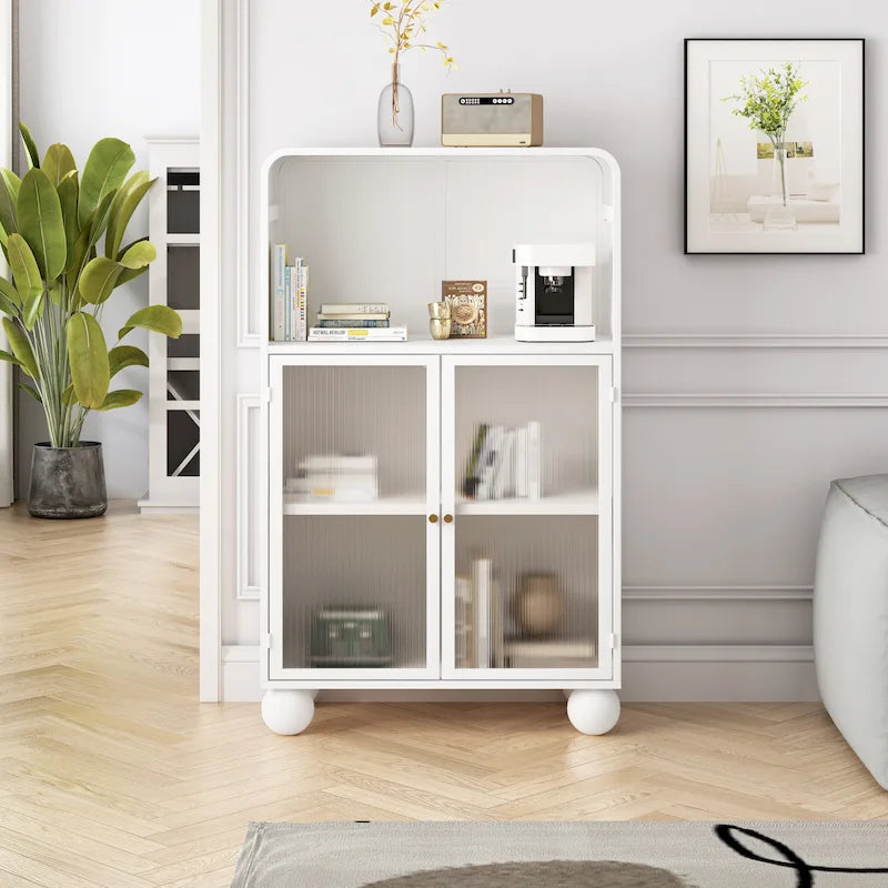 Freestanding Floor Cabinet With Glass Door