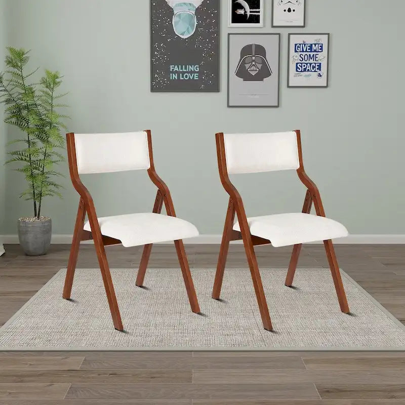 Vintage Fabric Upholstered Foldable Chairs