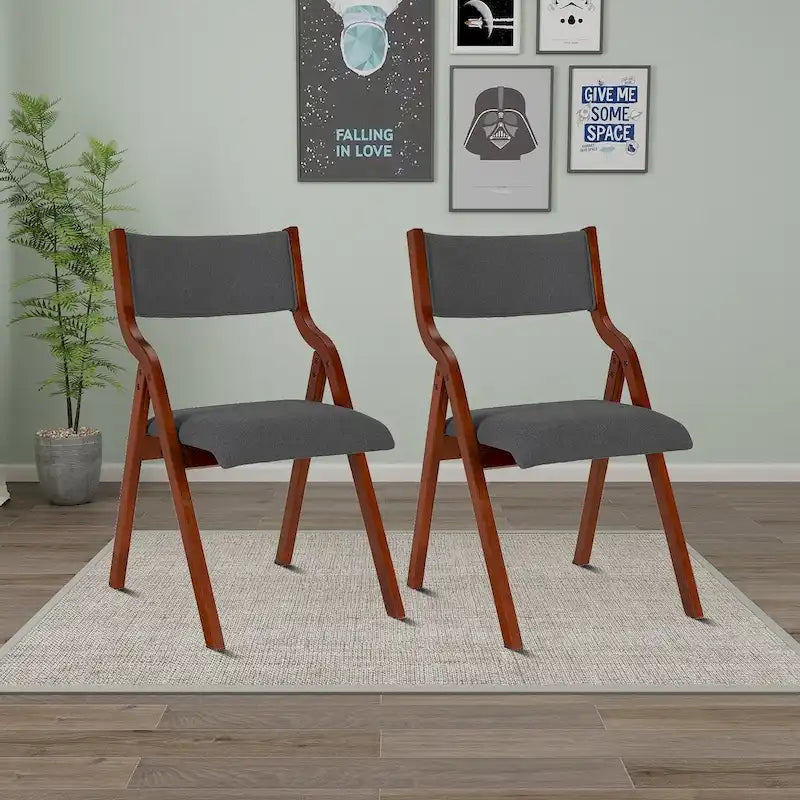Vintage Fabric Upholstered Foldable Chairs