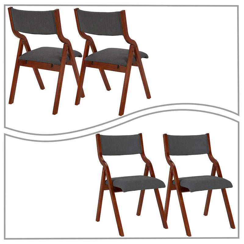 Vintage Fabric Upholstered Foldable Chairs