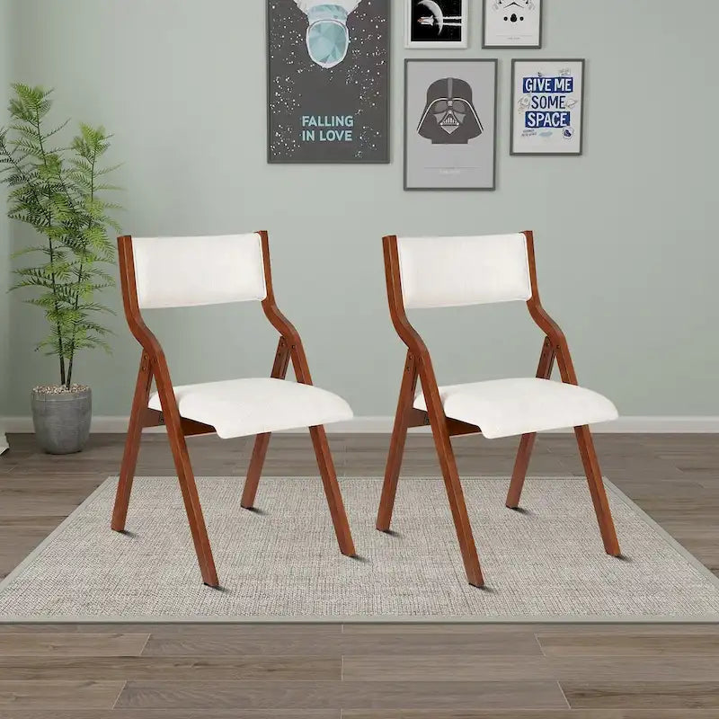 Vintage Fabric Upholstered Foldable Chairs