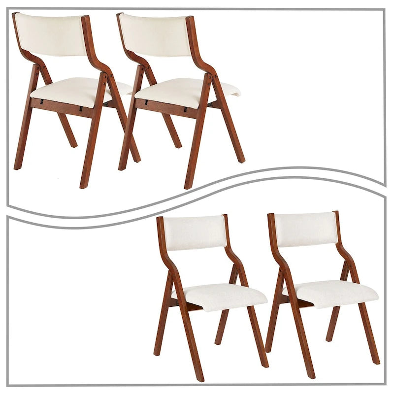 Vintage Fabric Upholstered Foldable Chairs