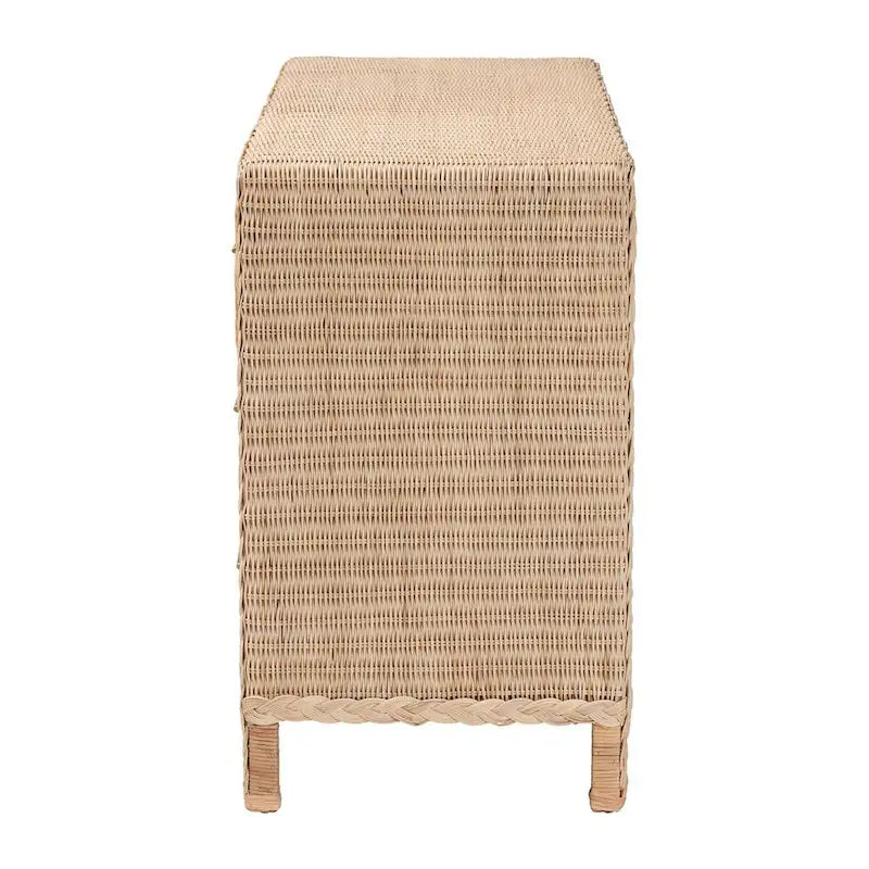 Japandi Sun-Bleached Braided Rattan 6-Drawer Dresser