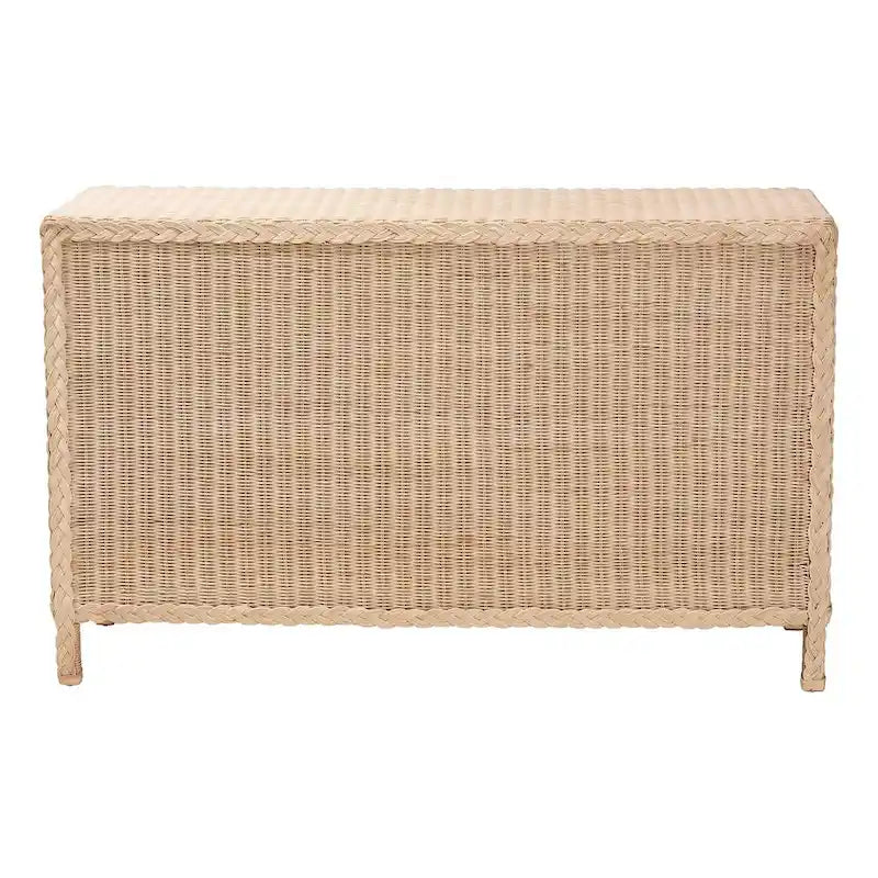Japandi Sun-Bleached Braided Rattan 6-Drawer Dresser
