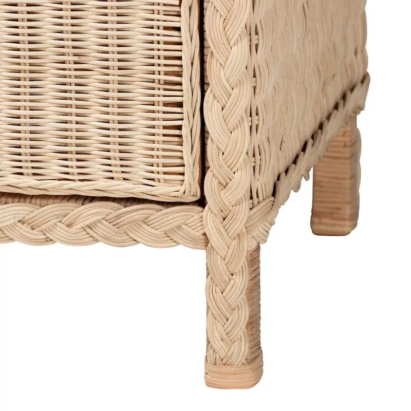 Japandi Sun-Bleached Braided Rattan 6-Drawer Dresser