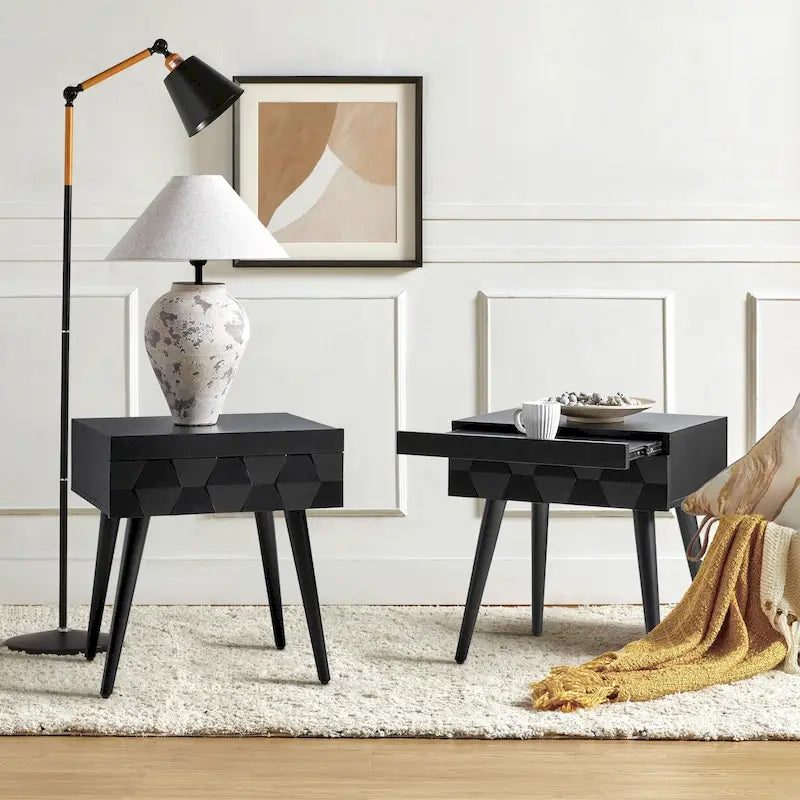 Mid-century Modern End Table with Charging Station