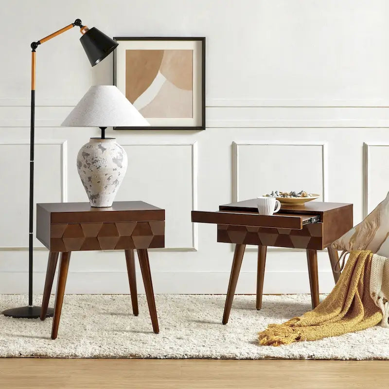 Mid-century Modern End Table with Charging Station