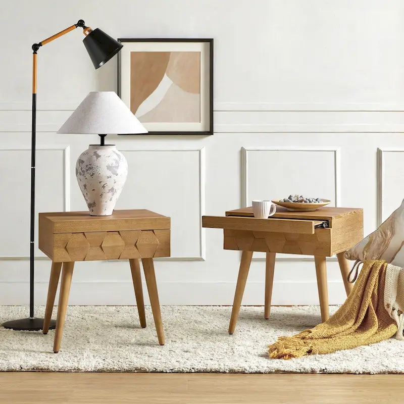 Mid-century Modern End Table with Charging Station