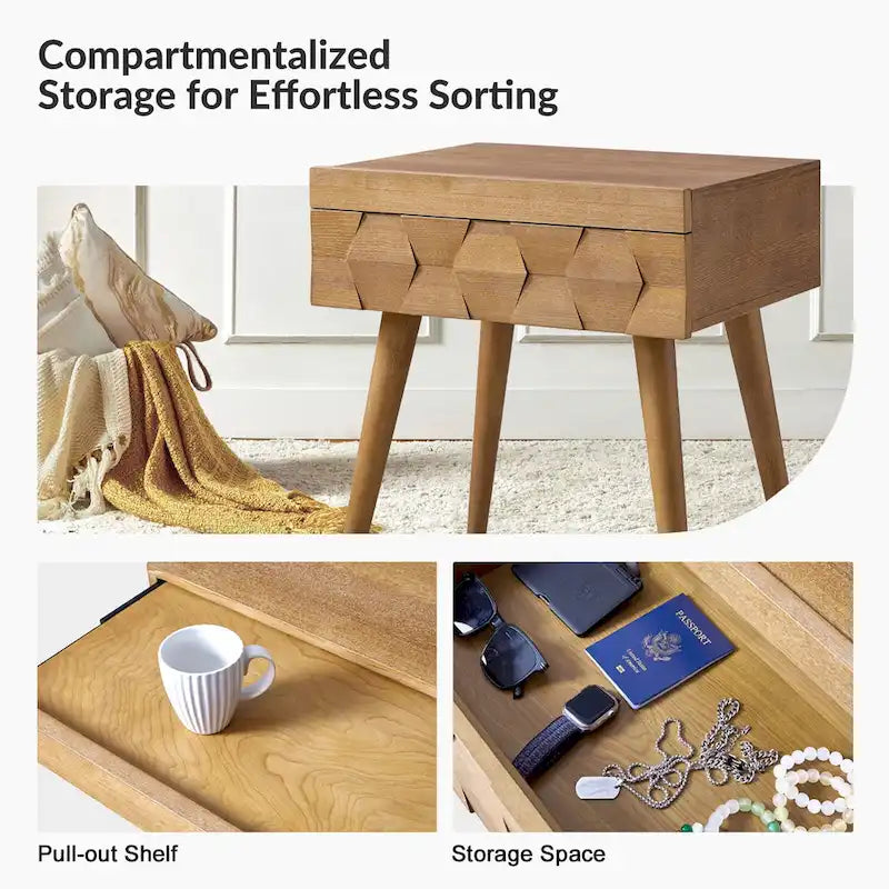 Mid-century Modern End Table with Charging Station