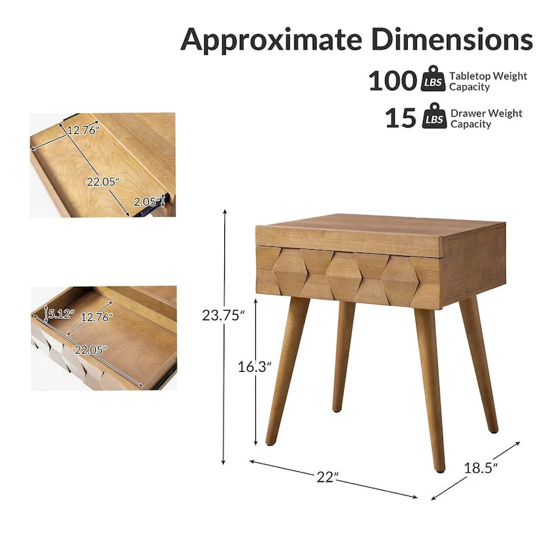 Mid-century Modern End Table with Charging Station