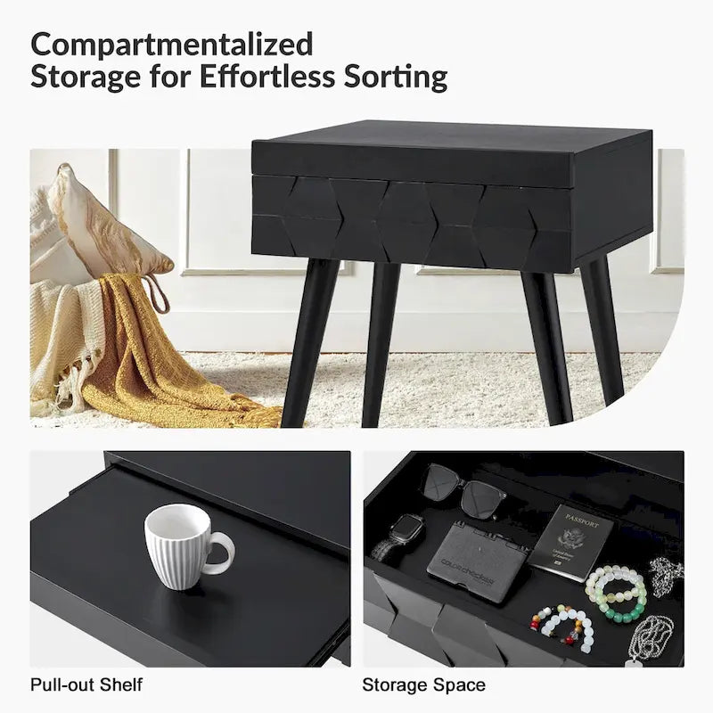 Mid-century Modern End Table with Charging Station