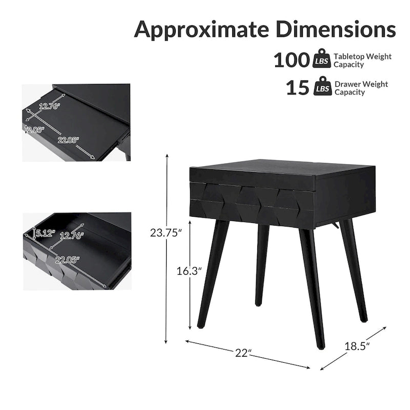 Mid-century Modern End Table with Charging Station