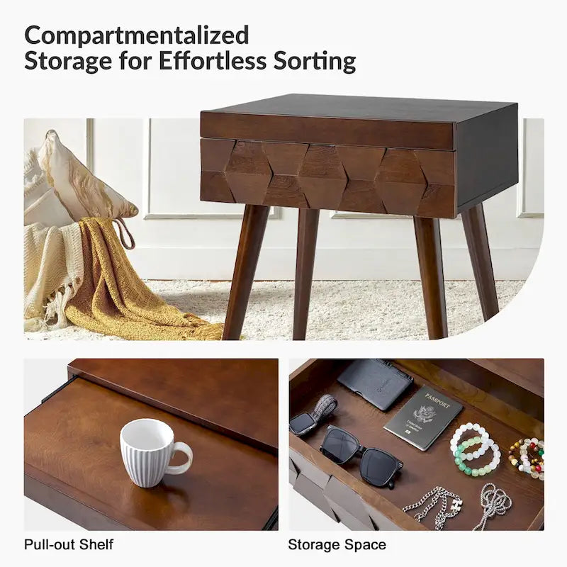 Mid-century Modern End Table with Charging Station